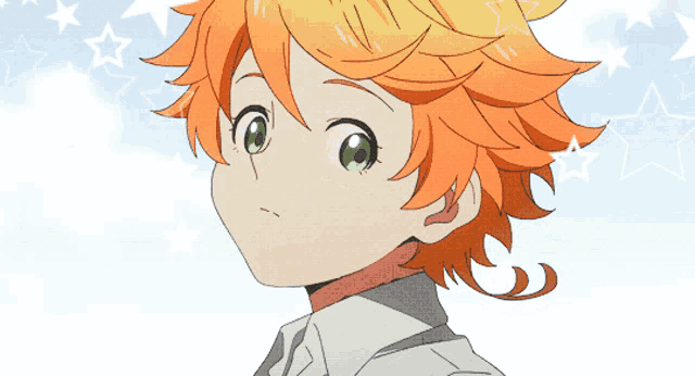 a girl with orange hair and green eyes is looking at the camera