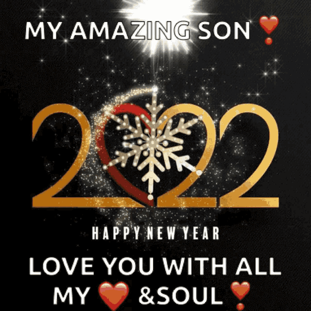 a happy new year card for a son with the year 2022