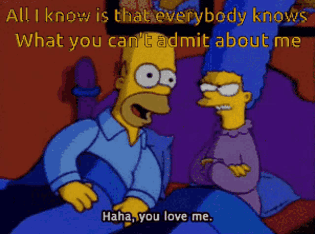 a cartoon of homer simpson and marge simpson sitting in bed