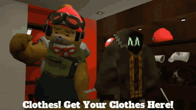 clothes get your clothes here written on a cartoon