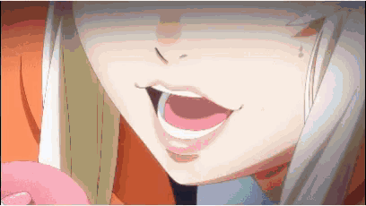 a close up of a girl 's face with a pink tongue sticking out