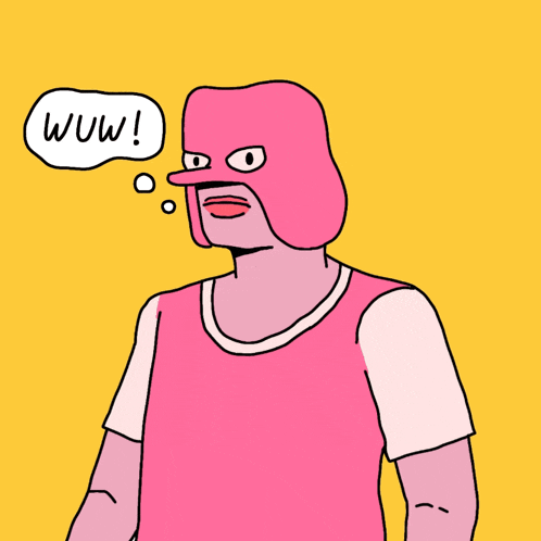 a cartoon drawing of a person with a speech bubble that says " wow "