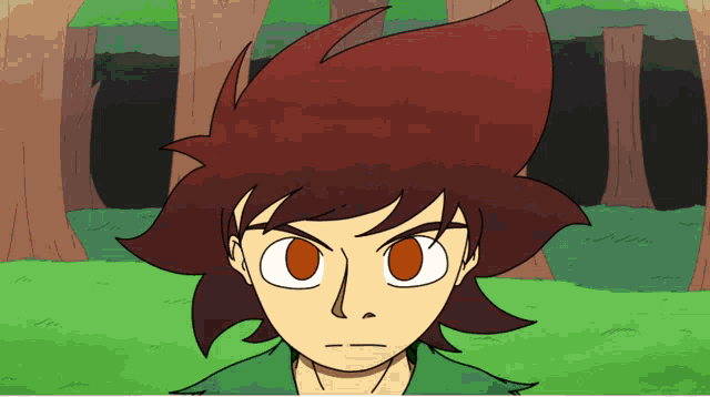 a cartoon drawing of a boy with red hair