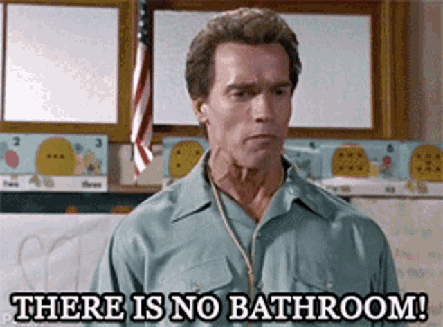 Kindergarten Cop Arnold Schwarzenegger GIF - Kindergarten Cop Arnold Schwarzenegger There Is No Bathroom GIFs