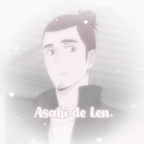 a picture of a man with a bun and the name asahi de len