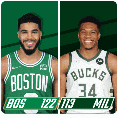 two basketball players from the boston celtics and the milwaukee bucks