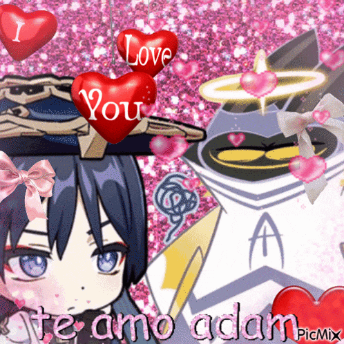 a picture of a girl with hearts and the words " i love you "