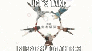 a cartoon of a boy with the words let 's take ibuprofen together .