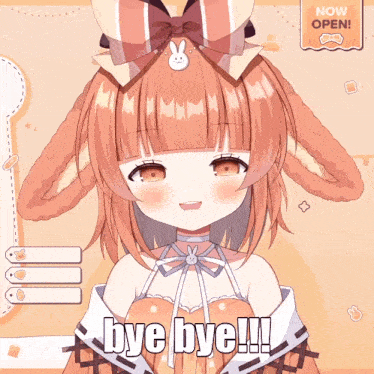 a girl with a bow on her head says bye bye !!!