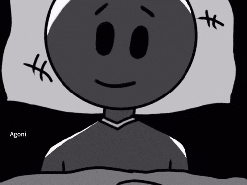 a black and white drawing of a person with agoni in the corner