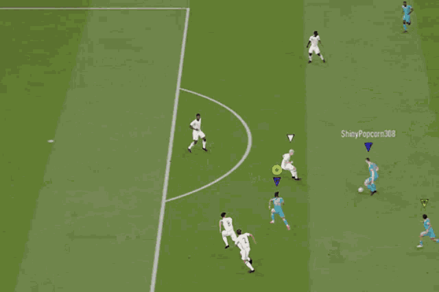 a soccer game is being played in front of a banner that says " tech support "