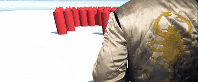 a white jacket with a scorpion on the back