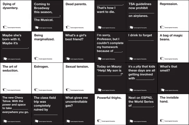 a collection of cards against humanity cards on a white background