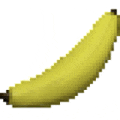 a pixel art illustration of a banana on a white background .