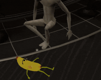 a cartoon of a banana with arms and legs