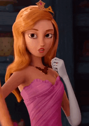 a cartoon princess wearing a pink dress and a tiara