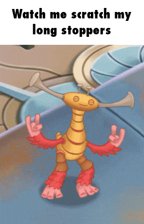 a picture of a cartoon character with the words watch me scratch my long stoppers