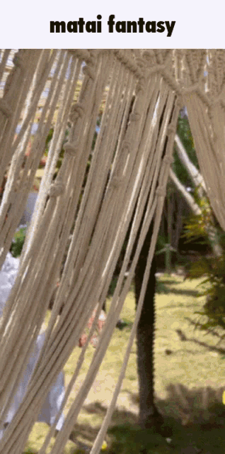 a picture of a hammock with the words matai fantasy on the bottom