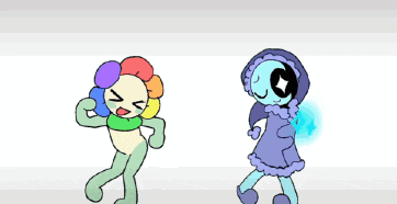 a cartoon of a flower and a cartoon of a girl