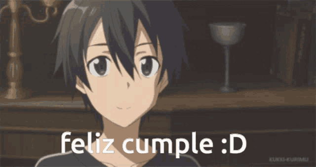 a picture of a boy with the words feliz cumple : d written on it