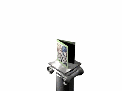 a picture of a boy and a girl on a pedestal