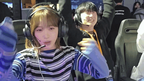 a girl wearing headphones and a shirt that says j.f. goes on the back