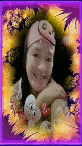 a woman wearing a pink headband with a panda face on it