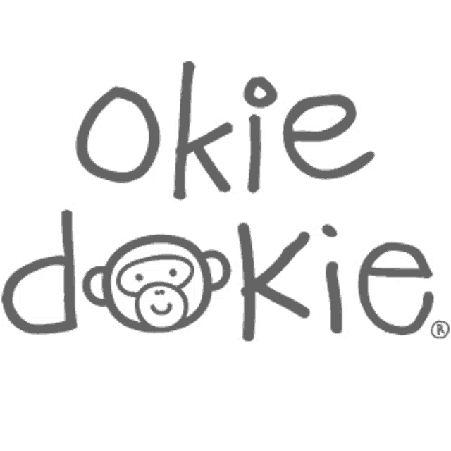 the logo for okie dokie with a monkey on it .