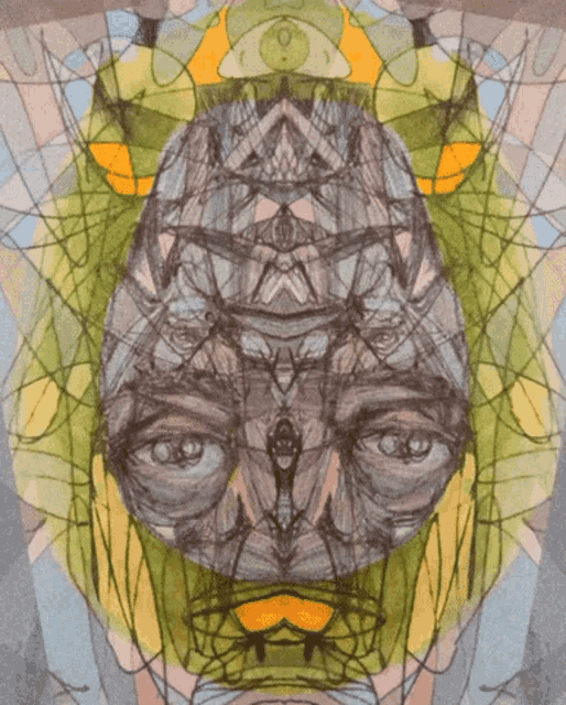 a drawing of a man 's face with a circle in the middle