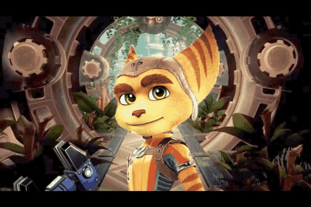 ratchet from the video game ratchet and clank stands in a tunnel