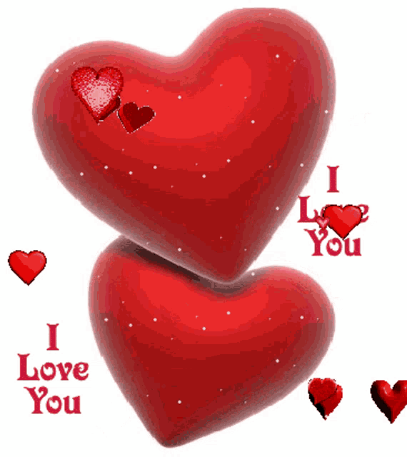 two red hearts that say i love you