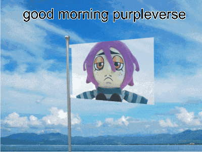 a picture of a stuffed animal with the words good morning purpleverse