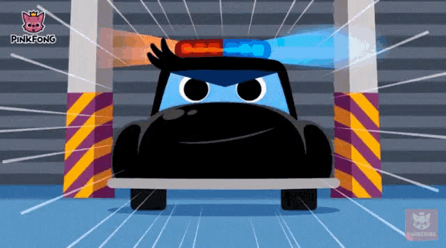 a cartoon illustration of a police car with pinkfong written on the bottom
