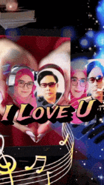 a collage of pictures with the words " i love u " in the middle