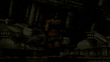 a video game screen shows a woman standing in front of a building with the words " vs battle " on the bottom