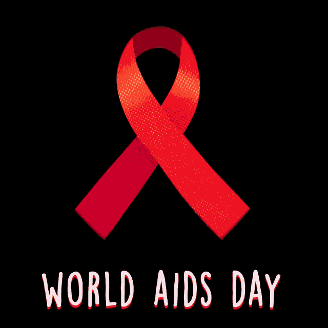 a red heart on a black background with the words world aids day