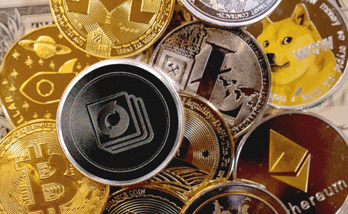 a bunch of coins with one that says wow