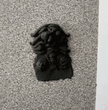 a piece of black clay is on a gray surface