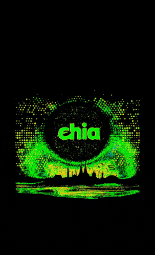 a black background with green dots and the word chia on it
