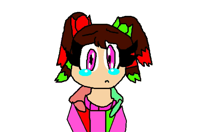 a cartoon drawing of a girl crying with tears coming out of her eyes