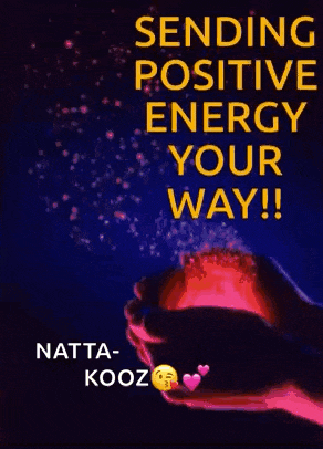 a person is holding a candle in their hands with the words sending positive energy your way !