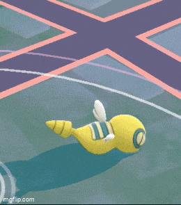 a yellow pokemon with a white speech bubble above it