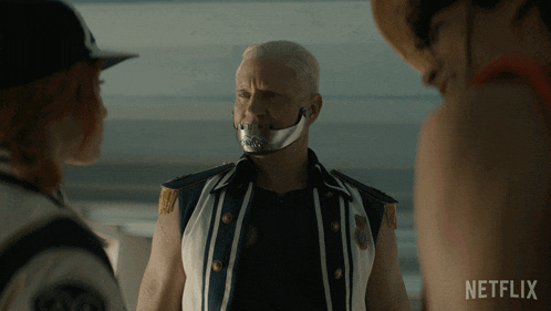 a man with a bandage on his mouth and a netflix logo in the corner