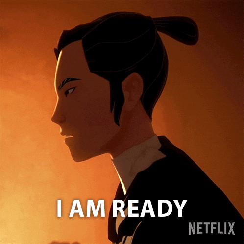 a man with a ponytail says i am ready