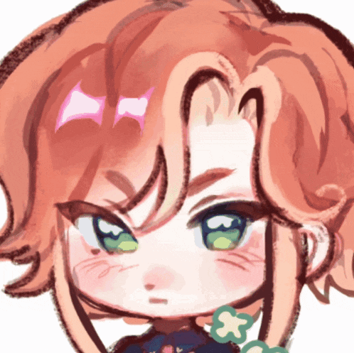 a close up of a drawing of a girl with red hair
