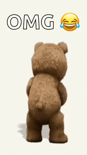 a teddy bear is holding a shaker and the word omg is above him