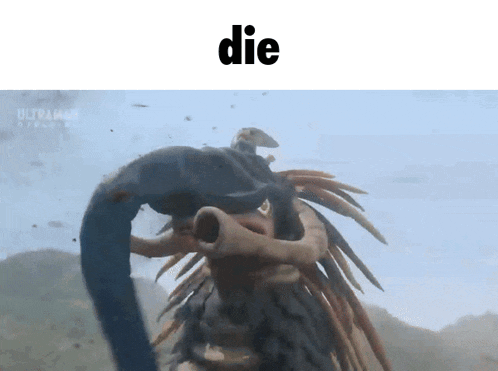 a picture of a monster with the word die on the bottom