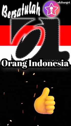 a man holding a guitar and giving a thumbs up in front of a poster that says bersatulah