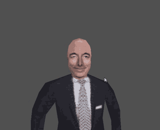 a computer generated image of a man with a very long head