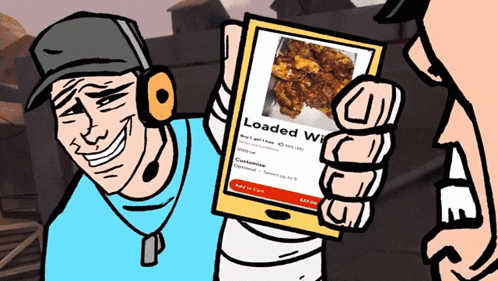 a cartoon of a man holding a phone that says loaded wii on it